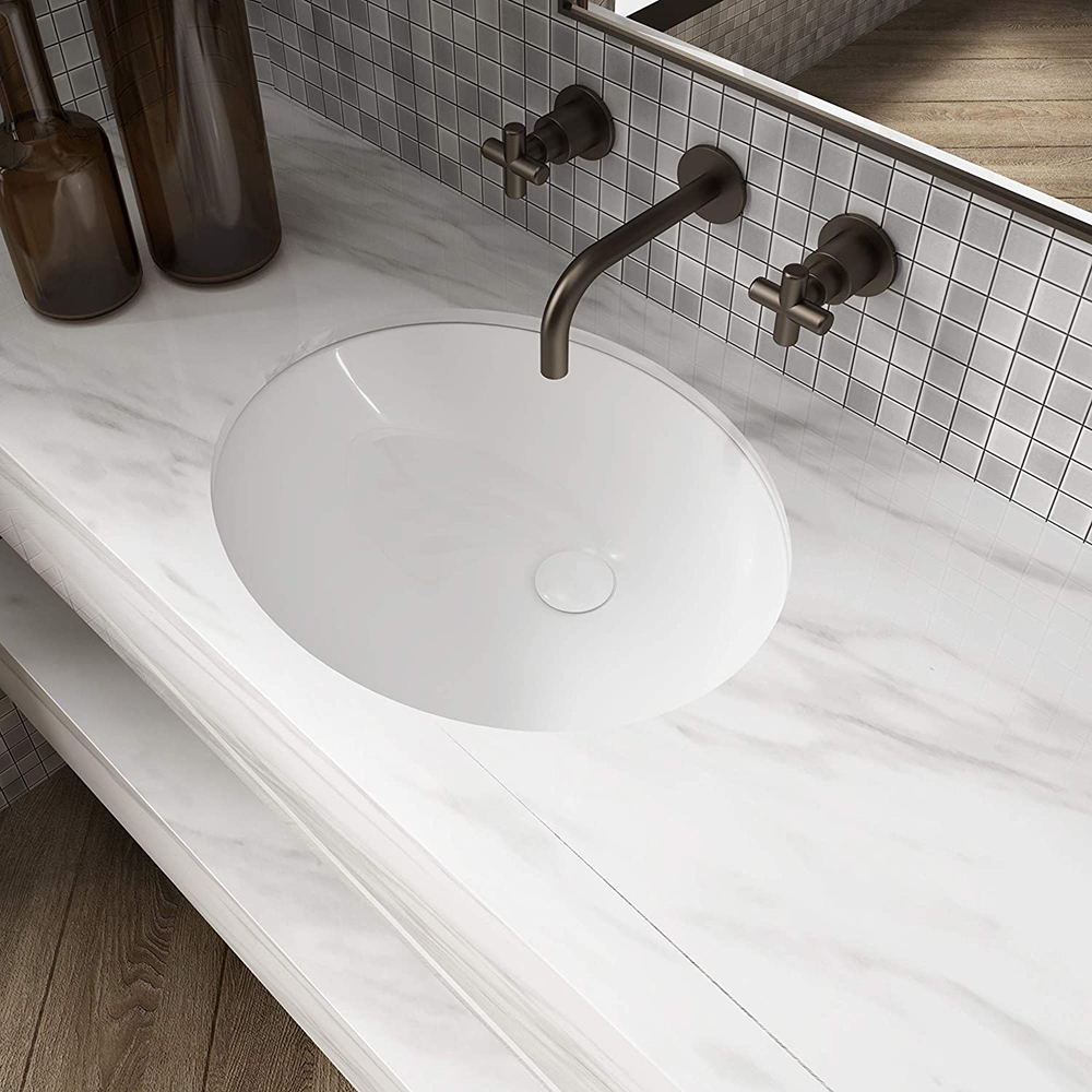 Lavabo simple en céramique rond de salle de bains de haute qualité OEM Undermount lavabo de salle de bains