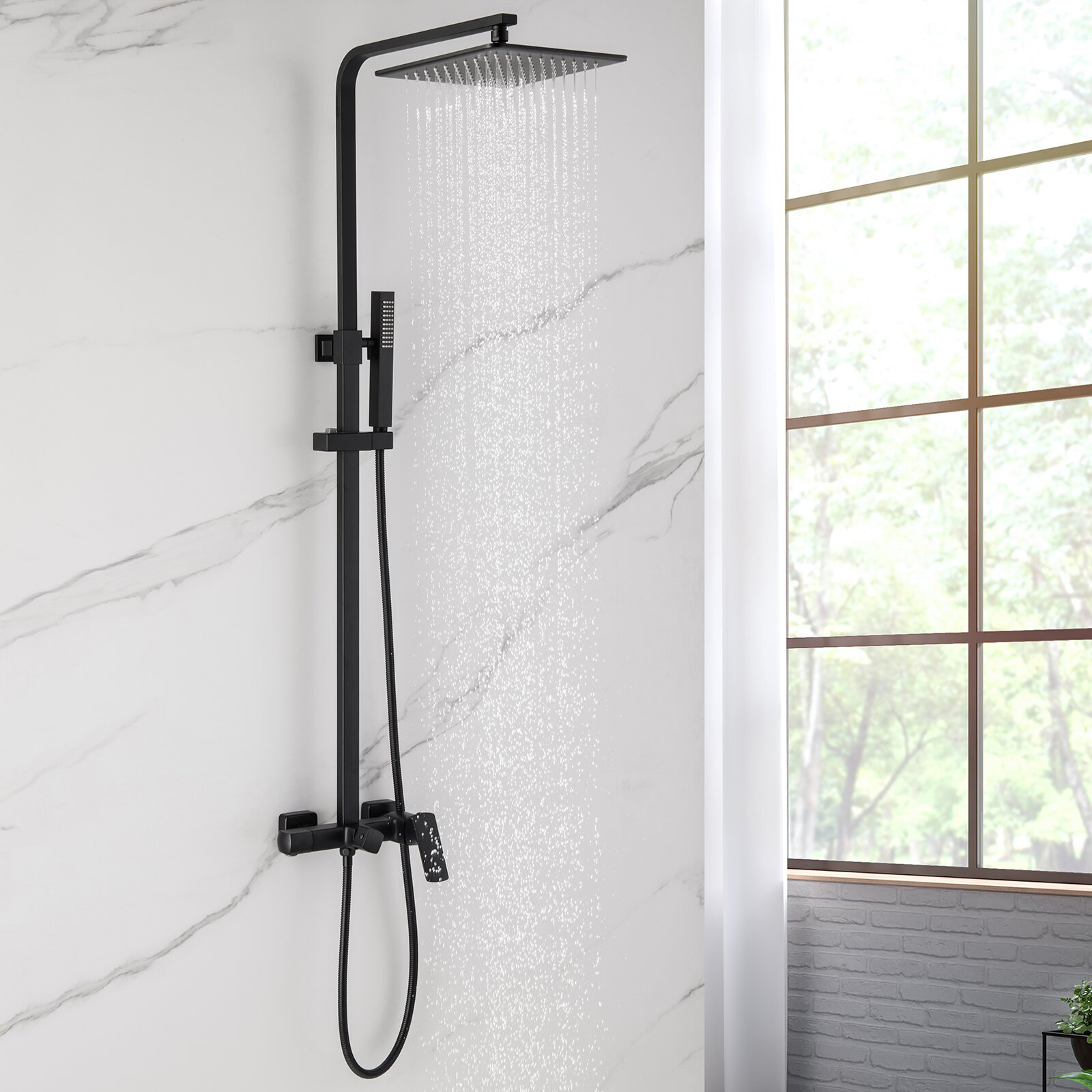 Aquacubic – robinet de douche à pluie sans plomb, système de douche à tuyau exposé avec douchette à main