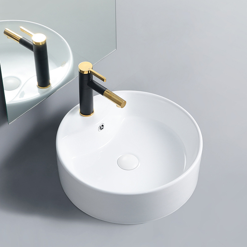Évier rond en céramique de salle de bains de lavabo d'articles sanitaires de haute qualité pour l'hôtel