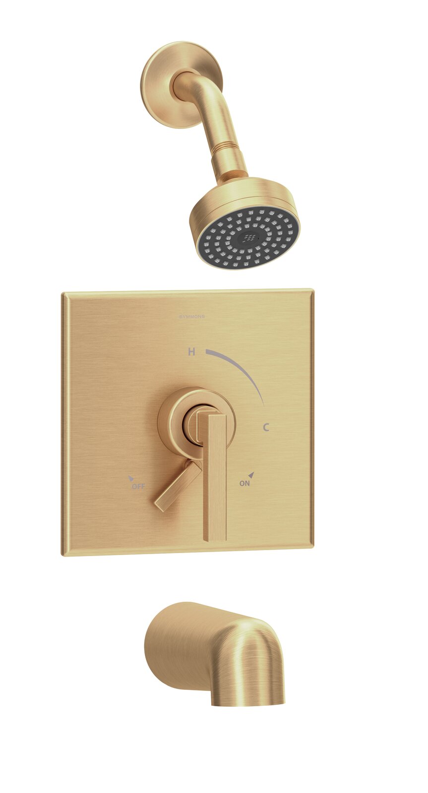 Système de douche mural complet Aquacubic en or brossé, robinet de baignoire et de douche