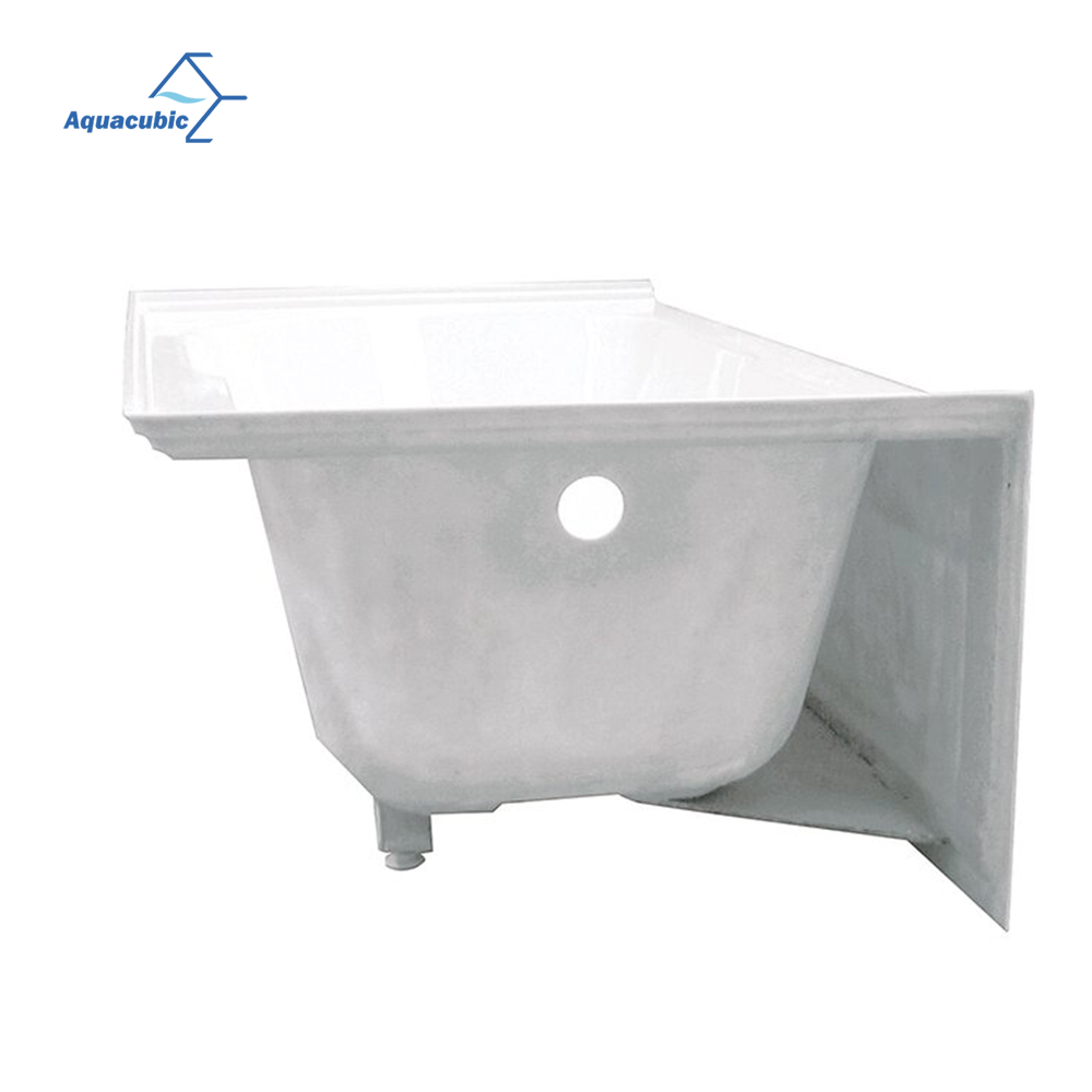 Baignoire à tablier intégré encastrable, une pièce, trempage en acrylique, alcôve rectangulaire blanche, pour projet