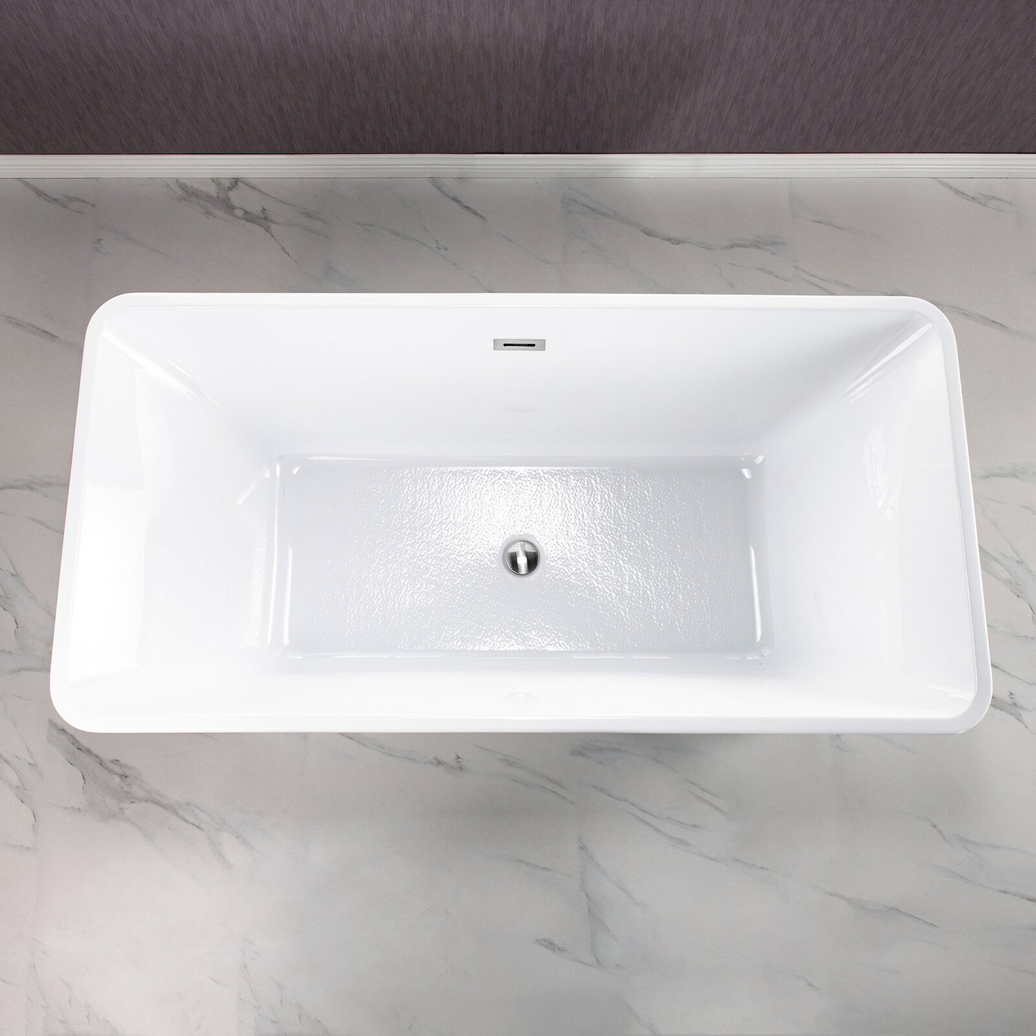 Baignoire rectangulaire autoportante moderne en acrylique, 67 pouces, fond plat, une pièce, autonome, en fibre de verre, bain à remous