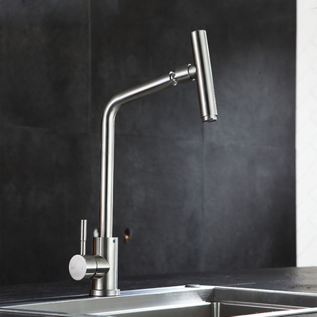 Robinet de cuisine extractible à poignée unique en acier inoxydable de Style moderne, 2 réglages de fonction d'eau, avec pulvérisateur