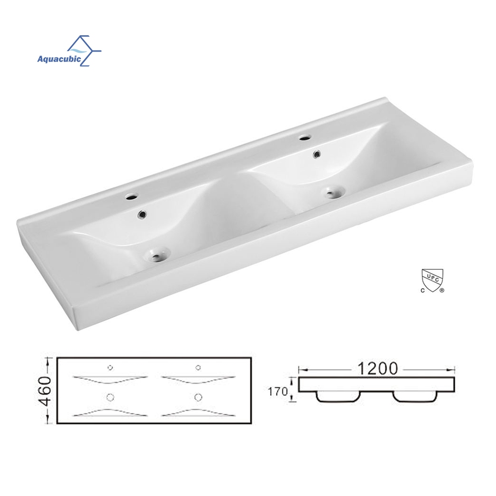 CUPC moderne vanité évier bassin lavabo à main salle de bain vanité Double évier salle de bain en céramique armoire bassin