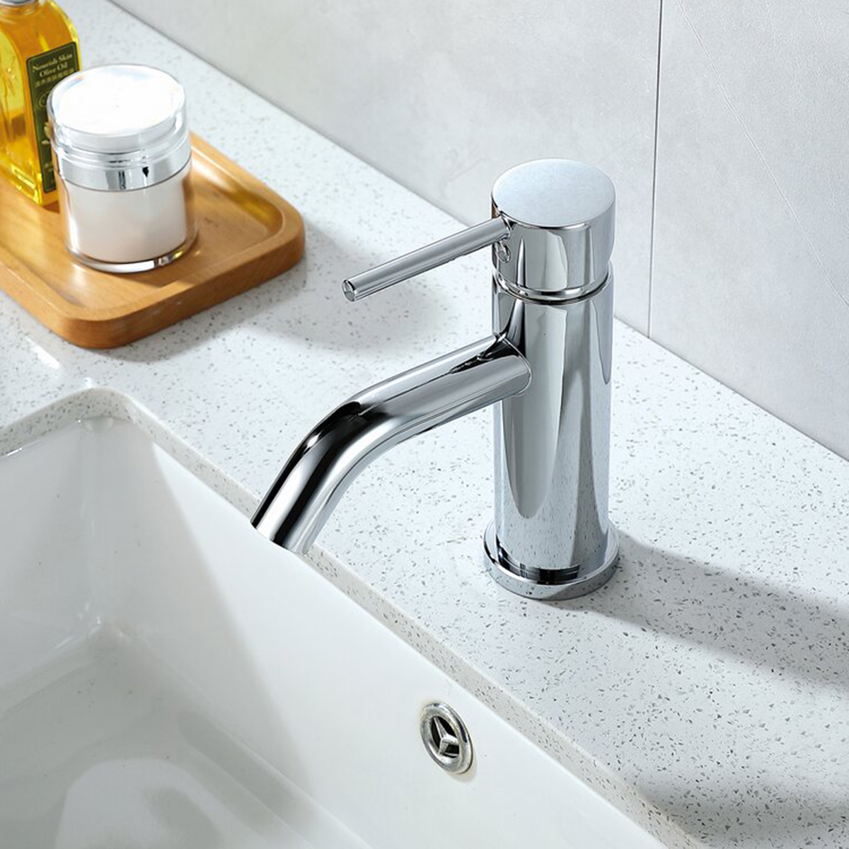 Aquacubic robinets à poignée unique mélangeur à un trou robinet d'évier en acier inoxydable salle de bains lavage du visage toilette salle de bains bassin évier robinet