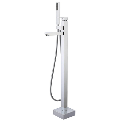 Robinet de baignoire autoportant pour salle de bains, bec de baignoire monté au sol avec finition chromée
