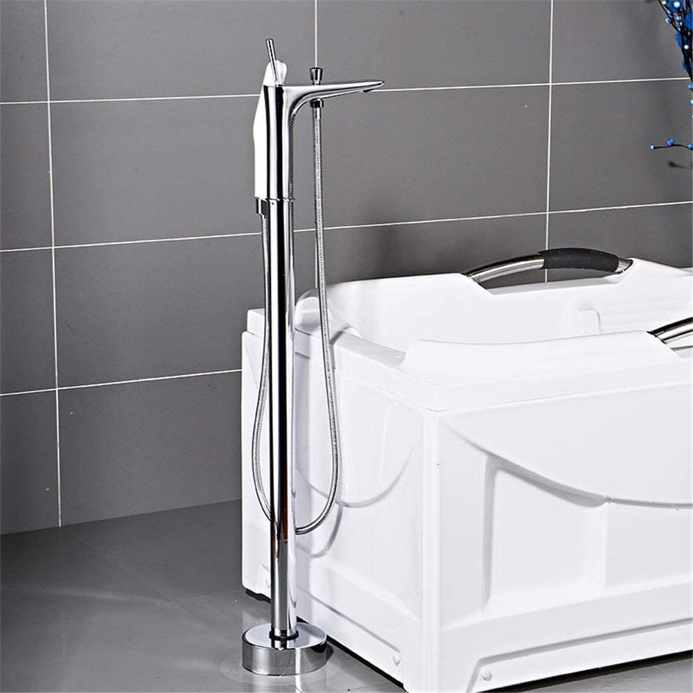 Robinet de baignoire autoportant de luxe blanc, robinet mitigeur de baignoire avec douche à main