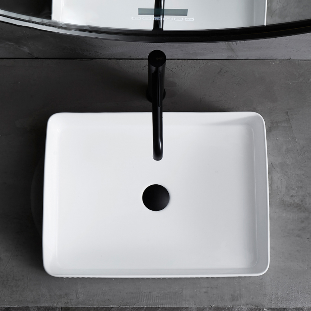 Lavabo rectangulaire en céramique, décoration haut de gamme, comptoir personnalisable, évier de salle de bains