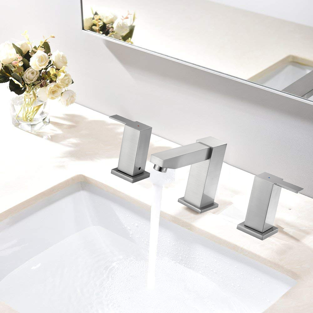 Robinet d'évier de salle de bains/robinet d'eau à doubles poignées répandues en métal hybride en alliage