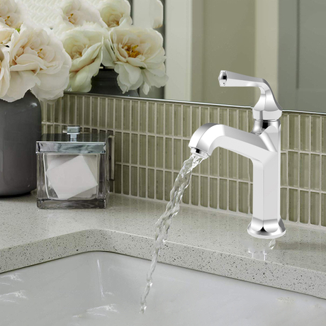 Robinet d'évier de vanité de bain Antique en Chrome poli à une poignée, conception moderne de coupe de diamant avec CUPC