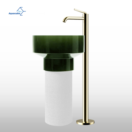 Lavabo autoportant en pierre de résine, lavabo sur pied, piédestal, surface solide, lavabo de lavage des mains, design tendance