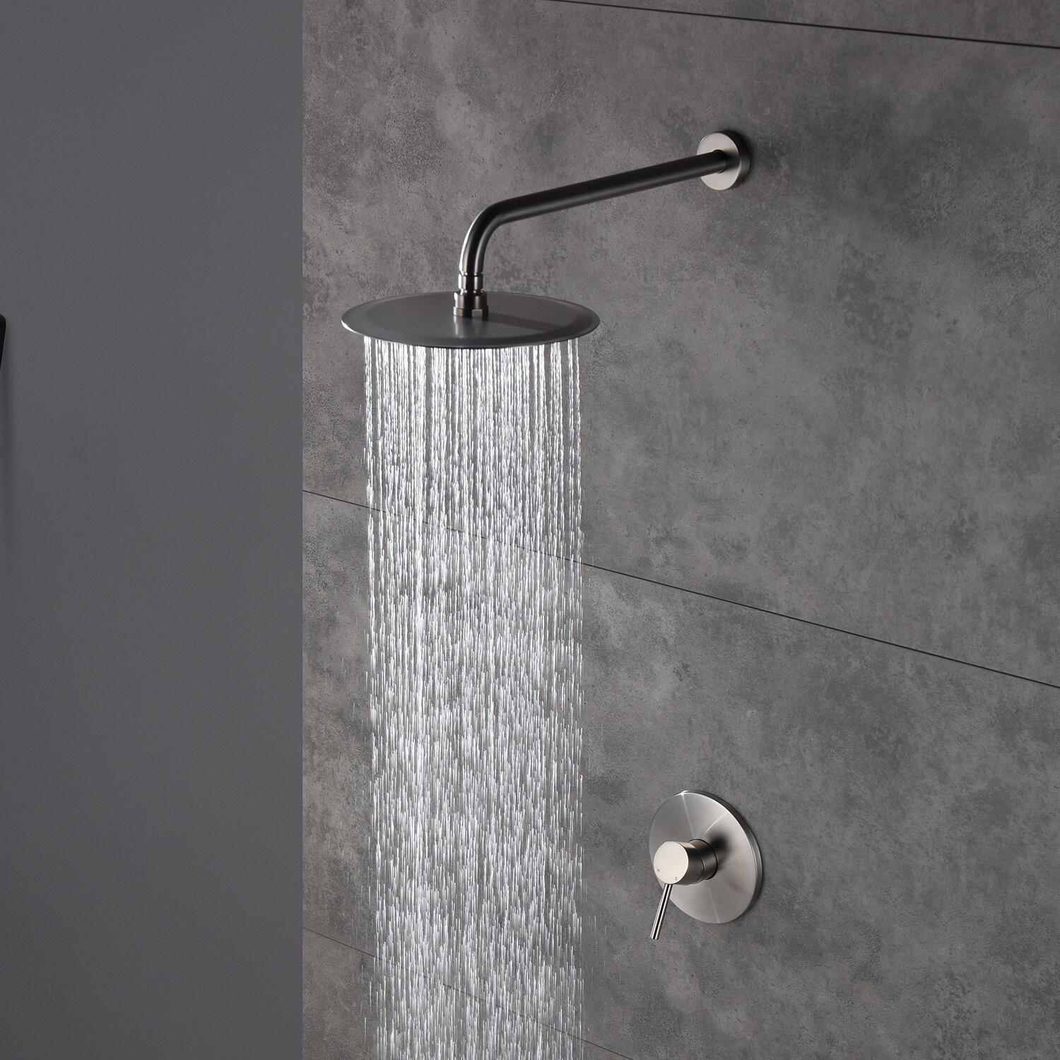Système de baignoire et de douche à pression équilibrée à fixation murale Aquacubic avec valve brute