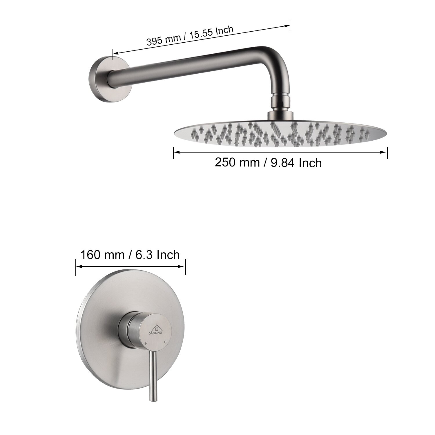 Système de baignoire et de douche à pression équilibrée à fixation murale Aquacubic avec valve brute