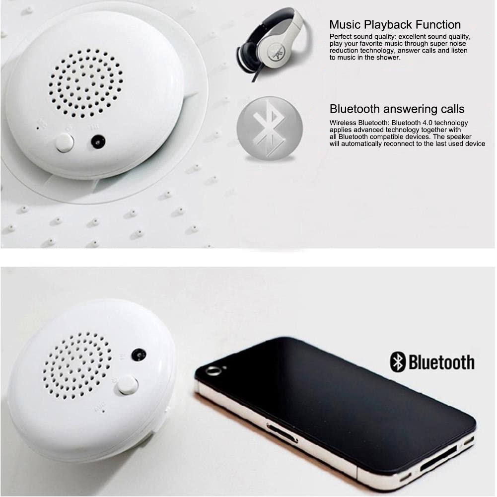 Pommeau de douche de remplacement Bluetooth réglable sans fil avec haut-parleur étanche pour votre téléphone