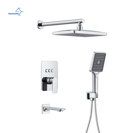 Aquacubic cUPC certifié 12 pouces salle de bain luxe noir mitigeur de douche ensemble combiné de douche