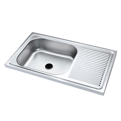 Évier de cuisine en acier inoxydable pressé / étiré 750 x 440 x 190 mm