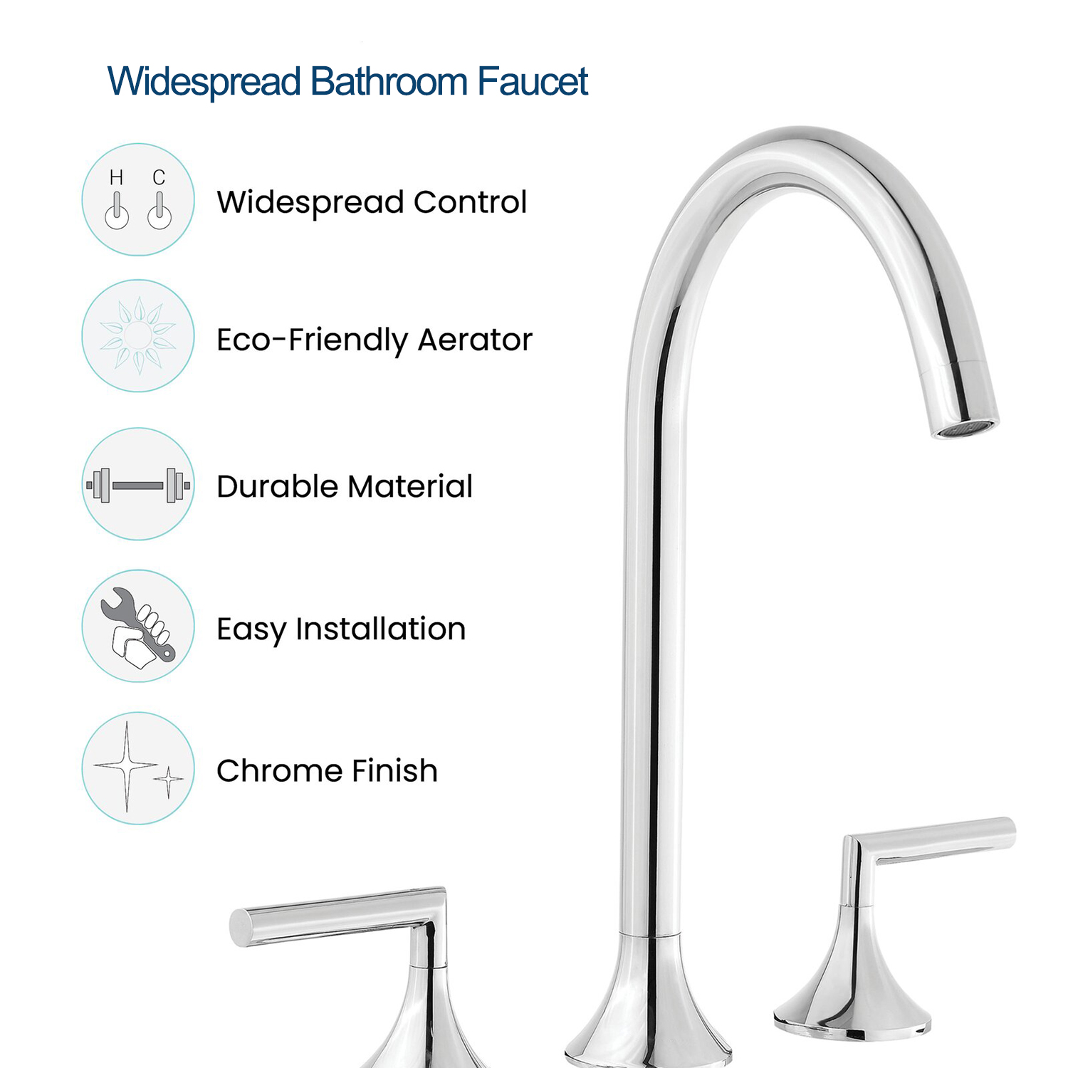 Aquacubic – robinet mitigeur de lavabo à deux poignées, chromé, pour salle de bains commerciale, largement répandu, monté sur le pont, robinet mitigeur de lavabo