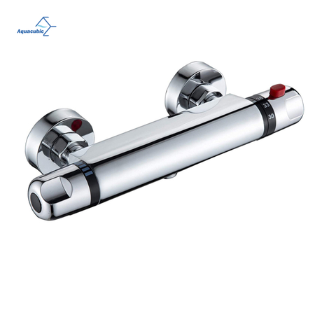 Robinet mitigeur thermostatique de douche, montage mural pour salle de bains, eau chaude et froide, Aquacubic