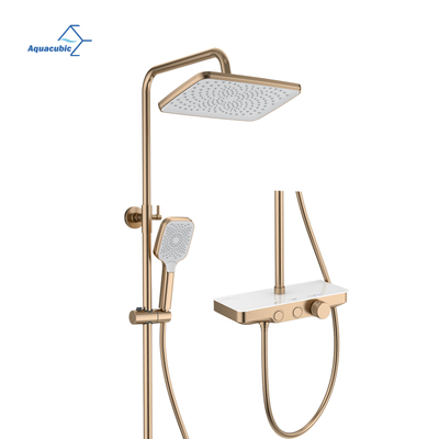 Système de douche de pluie mural moderne, avec robinets thermostatiques, commande à bouton rotatif antidérapant, conception multifonction