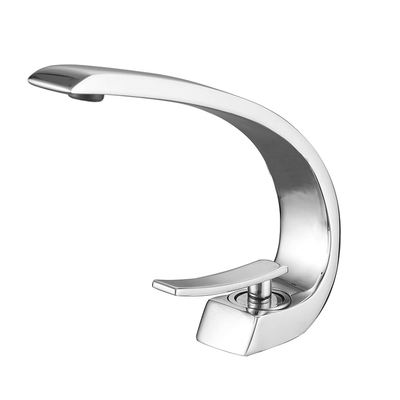 Robinet de lavabo de salle de bains en chrome brossé monotrou en acier inoxydable