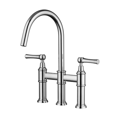 Robinet de cuisine à pont d'eau potable à double poignée à levier