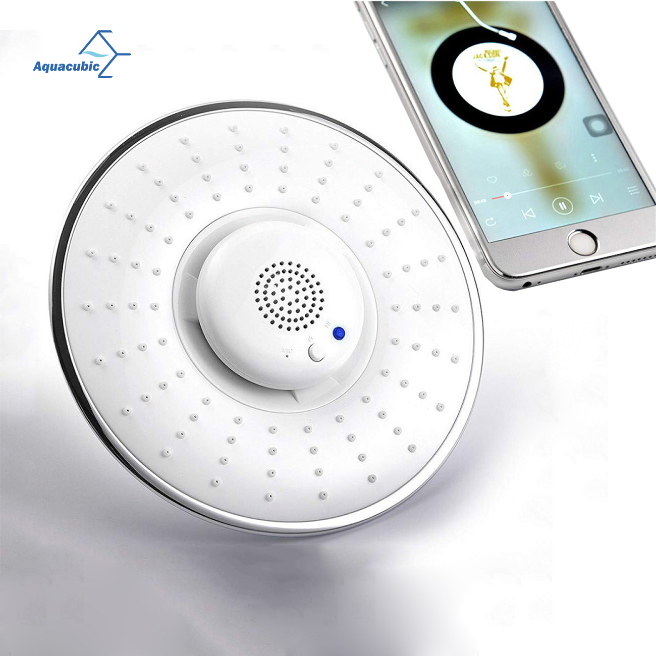 Pommeau de douche de remplacement Bluetooth réglable sans fil avec haut-parleur étanche pour votre téléphone