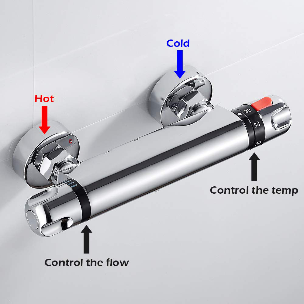 Robinet mitigeur thermostatique de douche, montage mural pour salle de bains, eau chaude et froide, Aquacubic