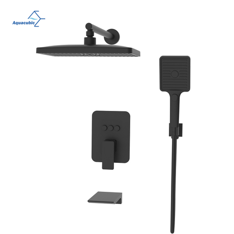Aquacubic cUPC certifié 12 pouces salle de bain luxe noir mitigeur de douche ensemble combiné de douche