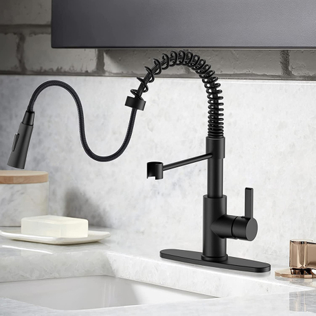 Aquacubic cUPC mitigeur monotrou noir mat tirer vers le bas ressort évier de cuisine robinet/robinet