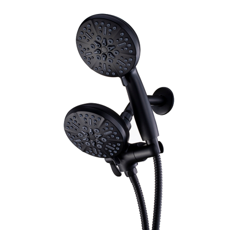 Pommeau de douche double haute pression noir mat 7 fonctions avec douche à main