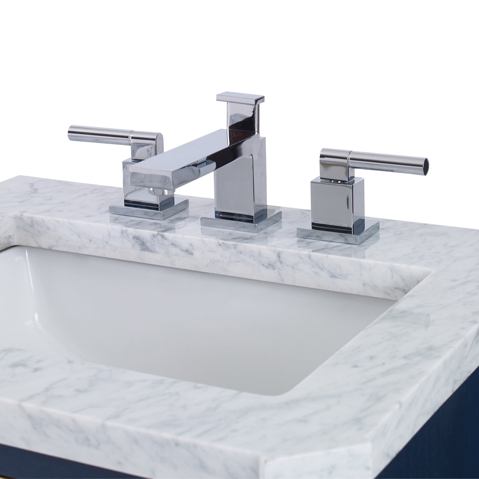 Aquacubic Robinet de lavabo de salle de bain chromé à 3 trous contemporain en laiton sans plomb