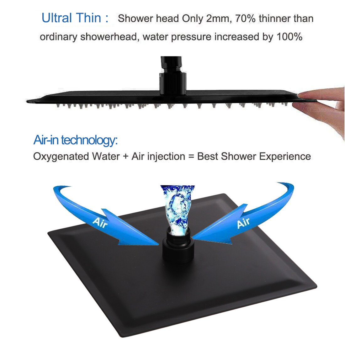 Aquacubic Chine Fabricant de système de douche Ensemble de douche à poignée unique noir mat avec bec de baignoire