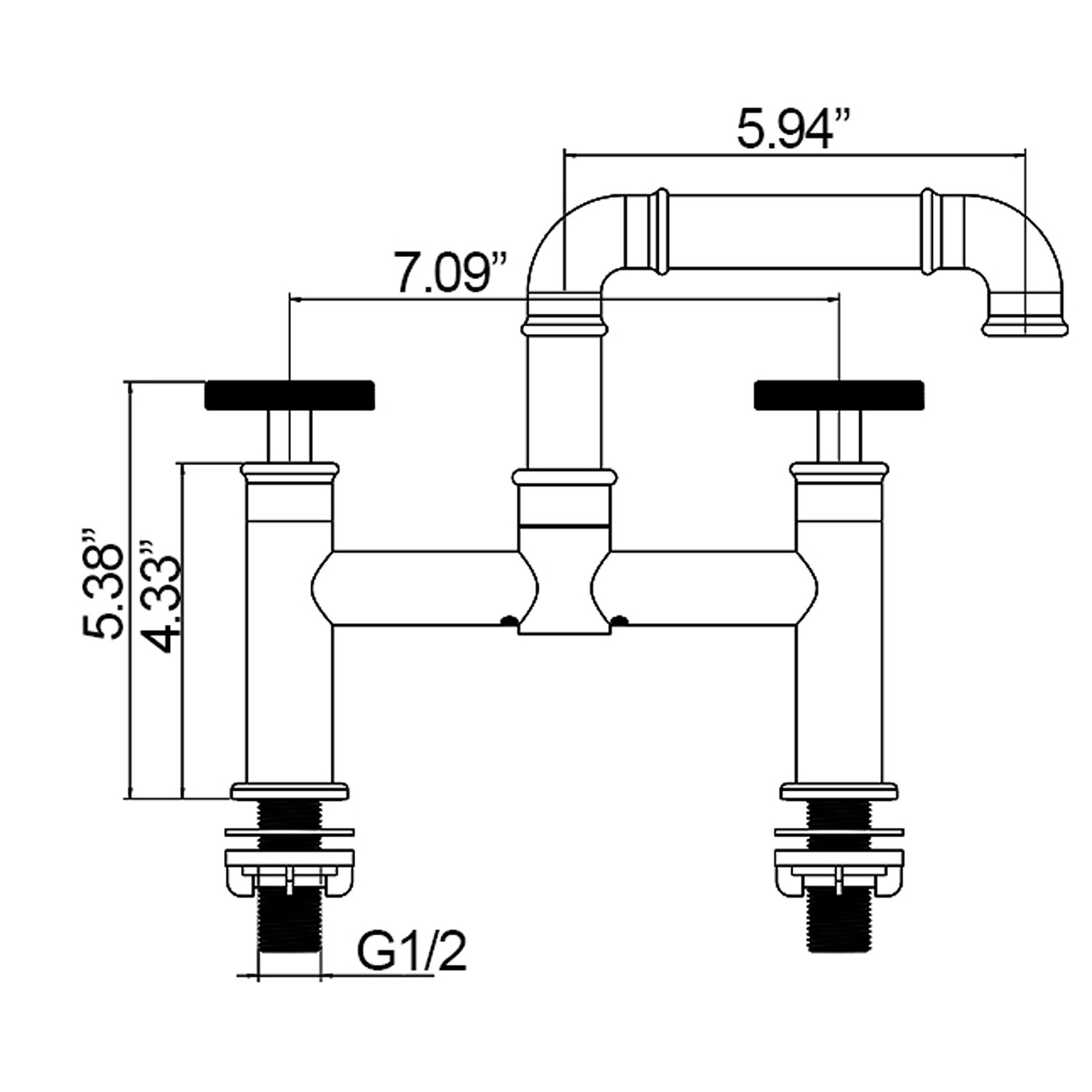 Robinet mitigeur de lavabo de salle de bains, pont industriel noir mat en Bronze Aquacubic