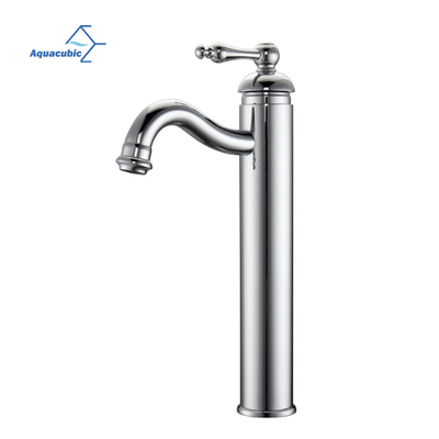 Robinet de salle de bain monotrou solide en acier inoxydable à corps élevé