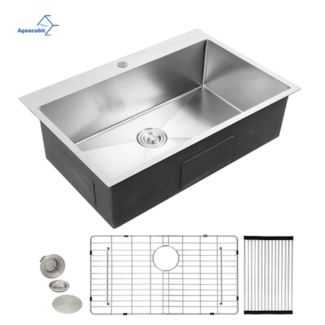 Évier de cuisine fait à la main en acier inoxydable Aquacubic 304 de 30 pouces, usine chinoise, taille personnalisée