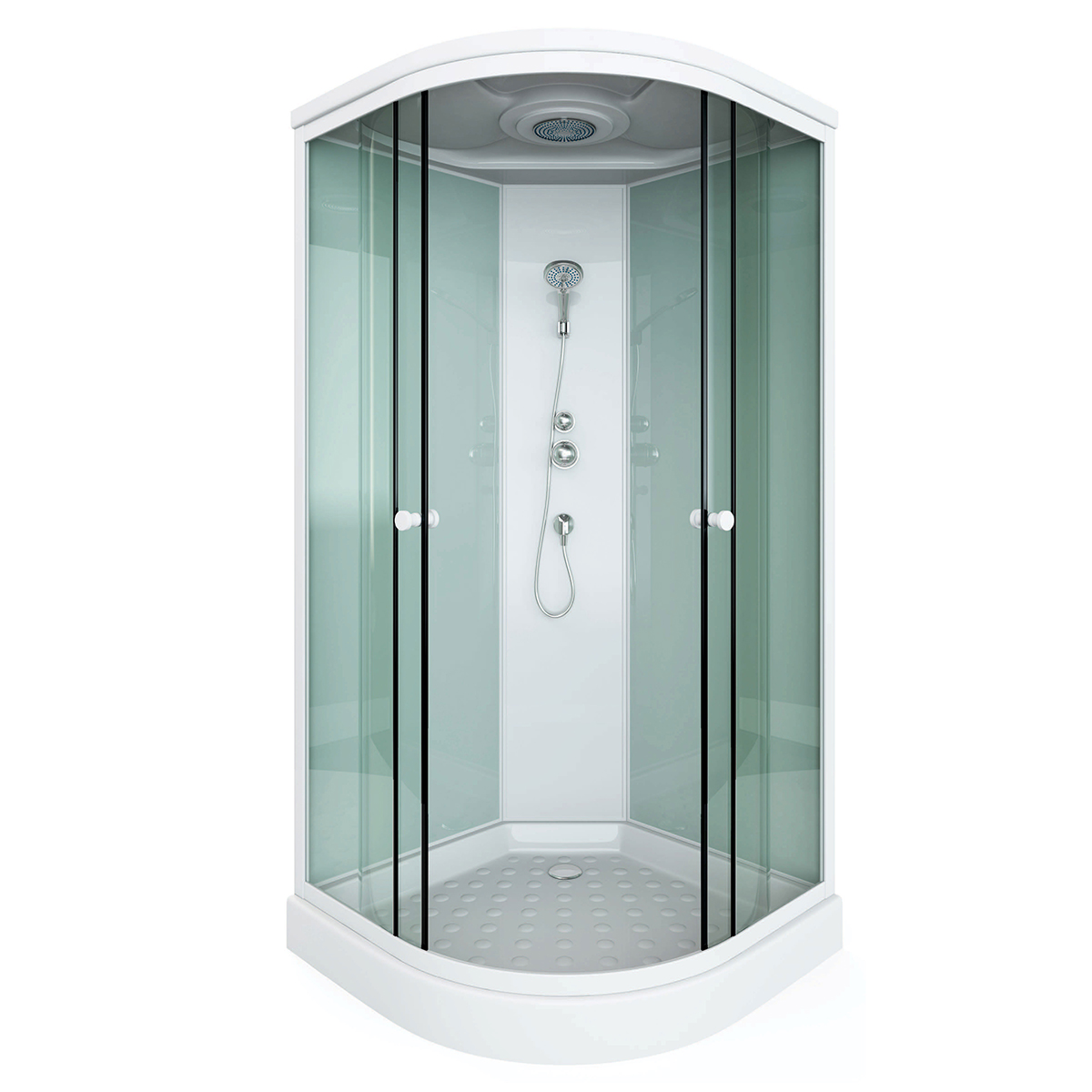 Cabine de douche d'angle avec portes coulissantes en verre