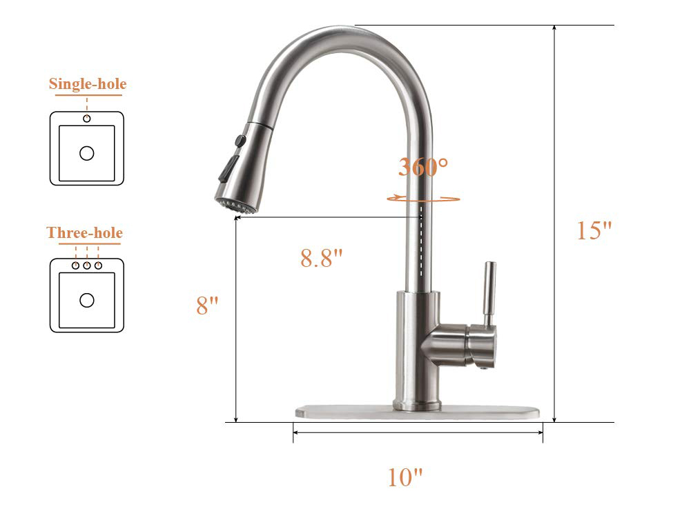 Robinet de cuisine extractible en acier inoxydable, Service de bonne qualité, meilleure vente, avec pulvérisation multifonction