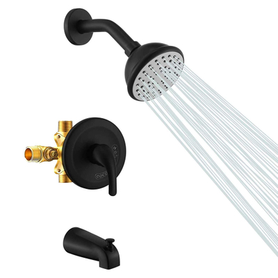Ensemble de robinetterie de douche de baignoire noir mat avec bec de baignoire