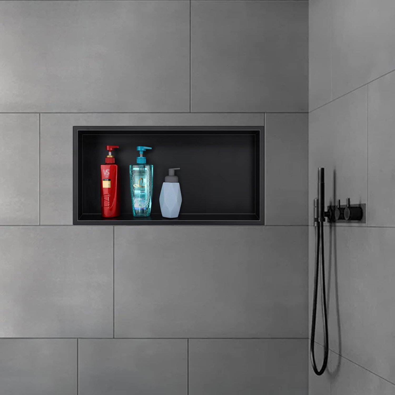 Niche de douche de salle de bains noire simple et double en acier inoxydable 304, fabricant personnalisé