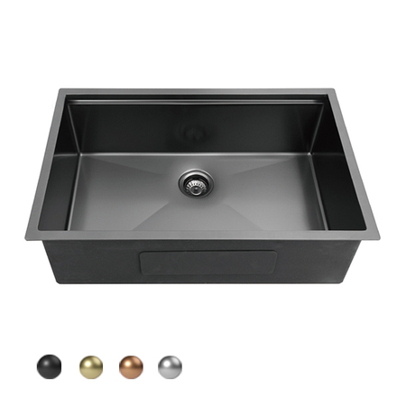 32' x 19' Évier de cuisine fait à la main en acier inoxydable avec rebord en bronze à canon noir Nano