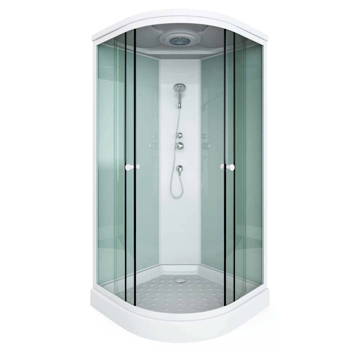 Cabine de douche d'angle avec portes coulissantes en verre