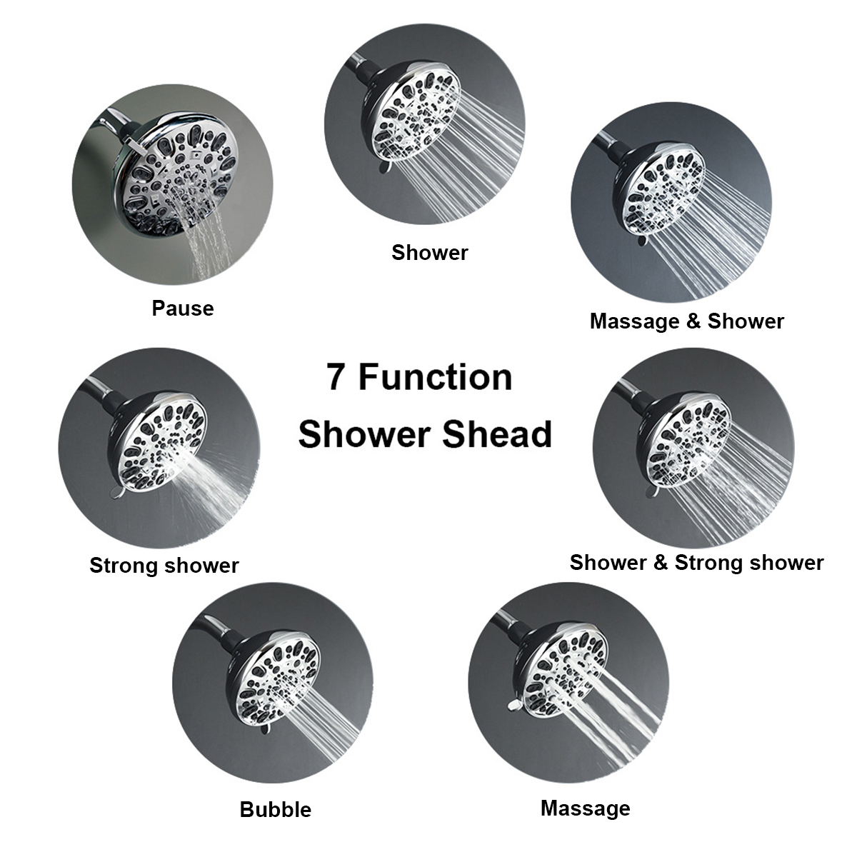 Pommeau de douche à pluie réglable, 5 pouces, haute qualité, 7 jets, pomme de douche à montage mural, pour salle de bain