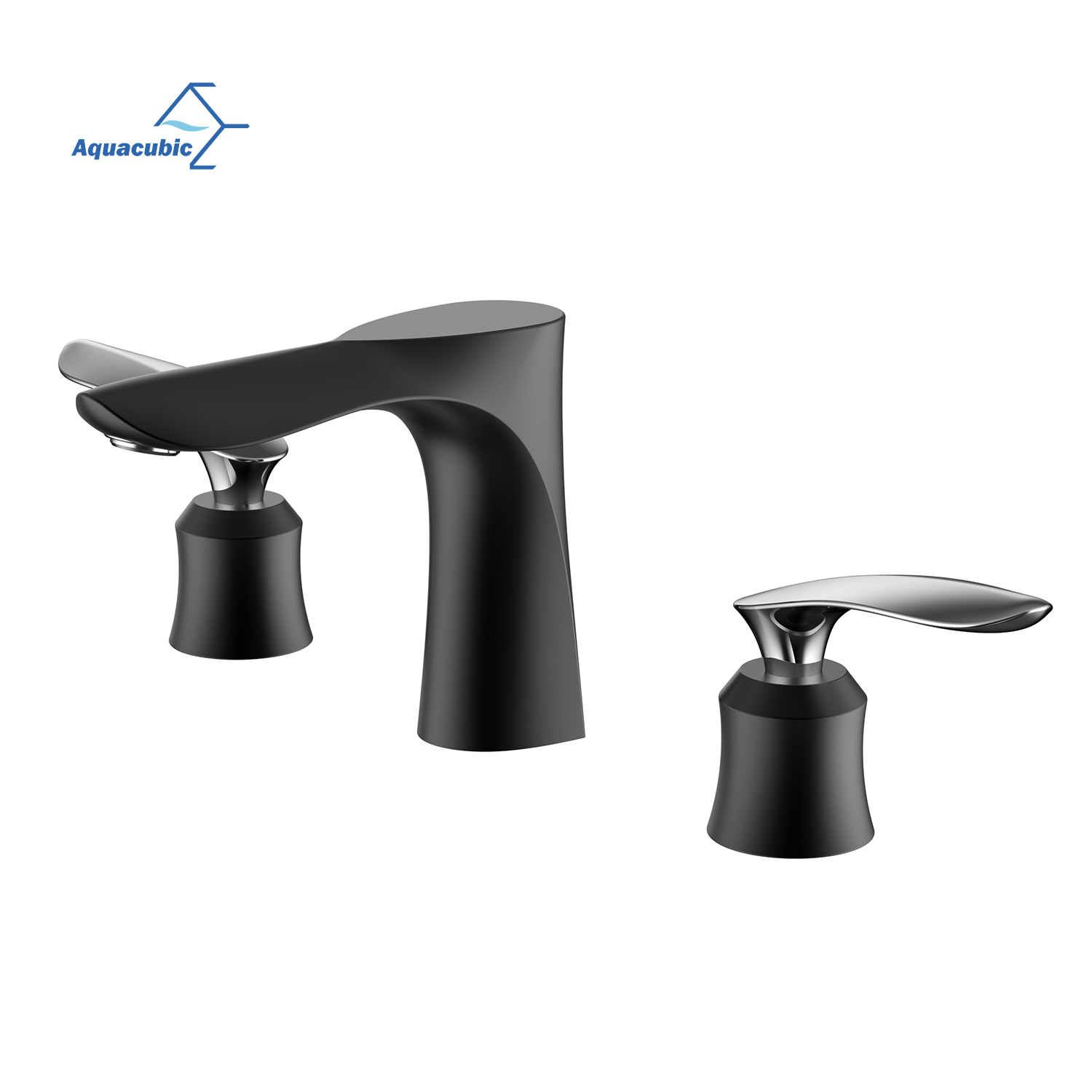 Robinet de lavabo de salle de bains en laiton noir répandu à deux poignées simples allemandes de nouveau style