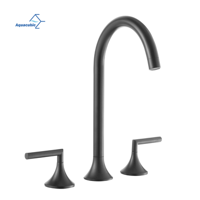 Aquacubic Robinet de lavabo CUPC à arc élevé 8 pouces Noir Robinet de lavabo de salle de bain à large déploiement
