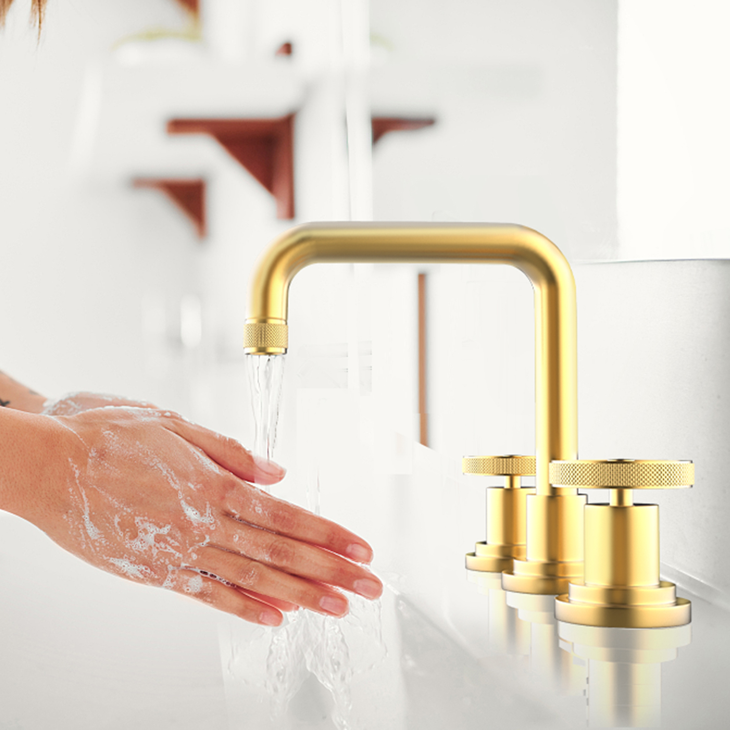 Robinet mitigeur de lavabo à double poignée de salle de bain moderne Aquacubic