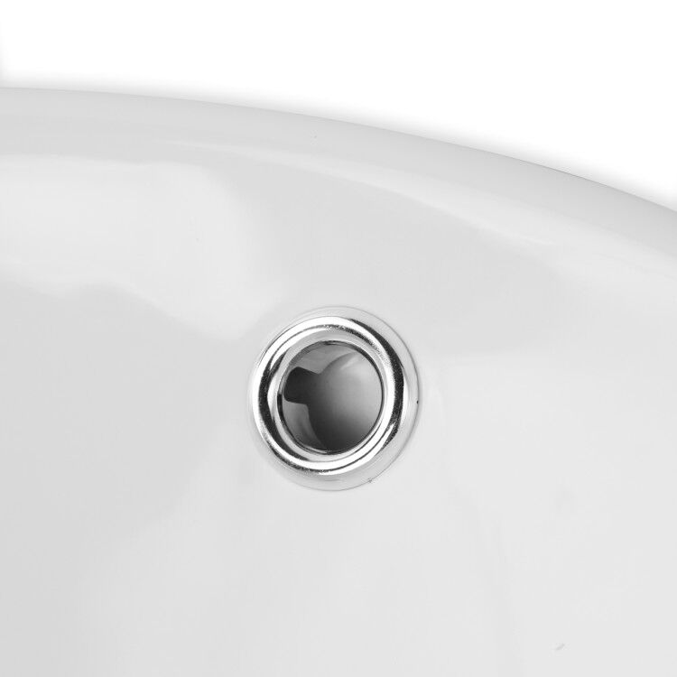 Lavabo de salle de bains en céramique de comptoir d'armoire blanche ronde