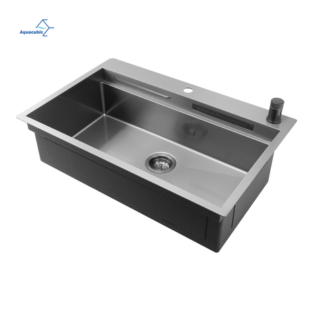 Luxe Gunmetal Black lavabos cascade robinet vente chaude 304 en acier inoxydable multi-fonctions évier de cuisine avec accessoires de robinet