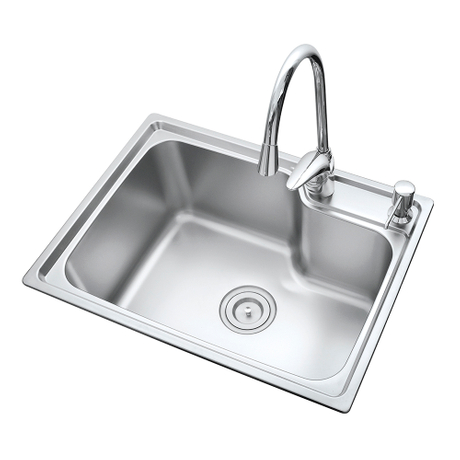 Évier de cuisine pressé/étiré en acier inoxydable, bol simple embouti profond SUS 201, 580x440x200mm, amérique du sud