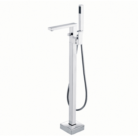 Aquacubic – robinet de baignoire-douche carré noir, bec de bain autoportant, mitigeur de baignoire chaude et froide monté au sol