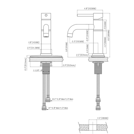 Aquacubic OEM Usine Salle de bain en laiton Toilette Salle de bains Lavabo Matt Black Robinet